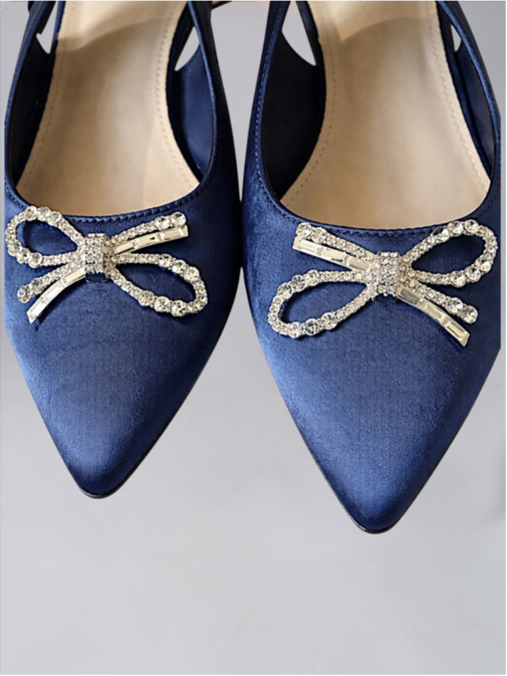 Ophelia Roe Navy Satin Slingback Kitten Heels – Size 11 - Picture 6 of 9